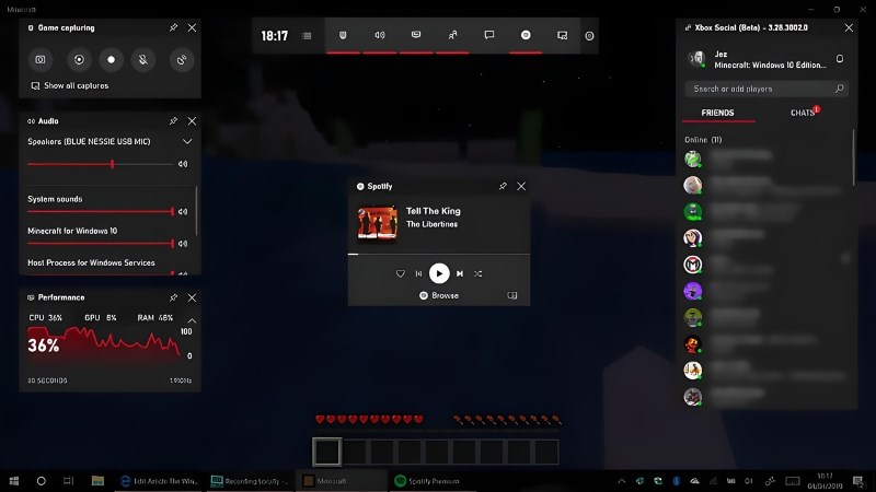 Nhấn n&uacute;t Xbox (nếu sử dụng bộ điều khiển Xbox) để mở Game Bar