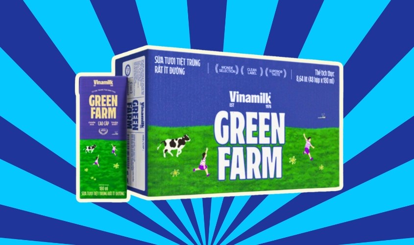 Thùng 48 hộp sữa tươi tiệt trùng Vinamilk Green Farm rất ít đường 110 ml (từ 1 tuổi)