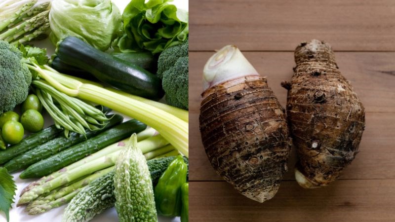 Nên ăn khoai sọ kèm với các loại rau xanh để cân bằng dinh dưỡng