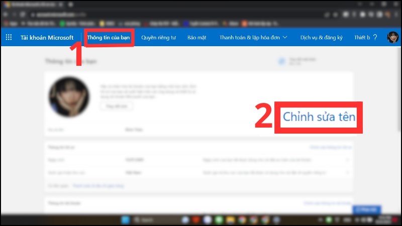 Kích chọn Your info/ Thông tin của bạn