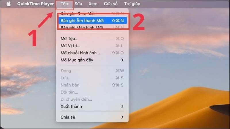 Chọn Tệp > Chọn Bản ghi &acirc;m thanh mới