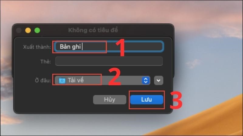 Nhập t&ecirc;n bản ghi &acirc;m v&agrave; chọn nơi lưu trữ > Chọn Lưu