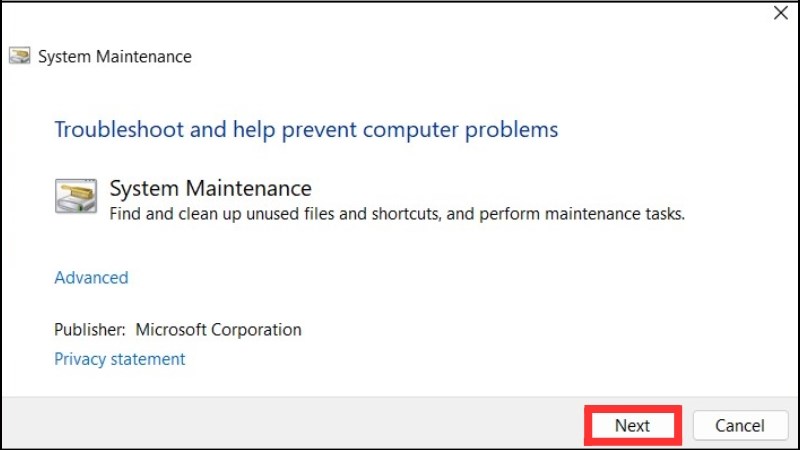 Nhấn v&agrave;o Next ở cửa sổ mới xuất hiện
