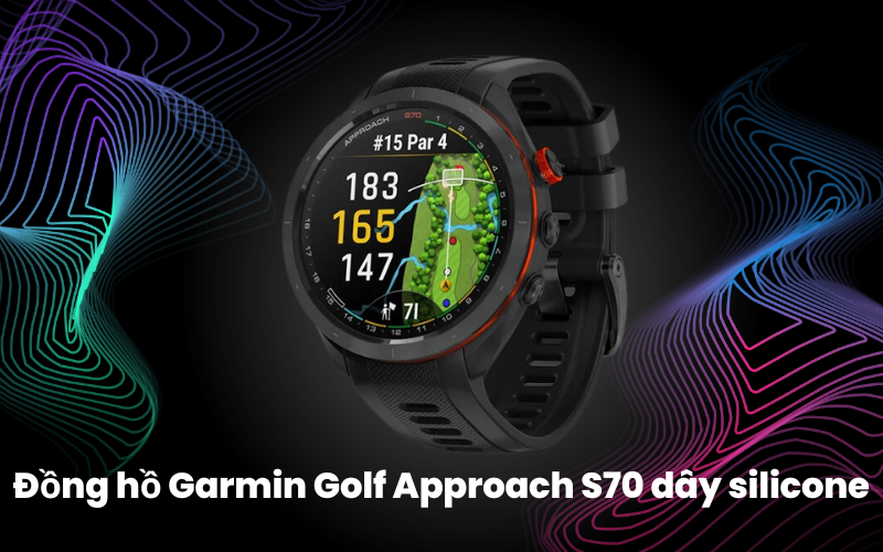 Đồng hồ thông minh Garmin Golf Approach S70 dây silicone hiển thị hệ thống sân Golf rộng khắp