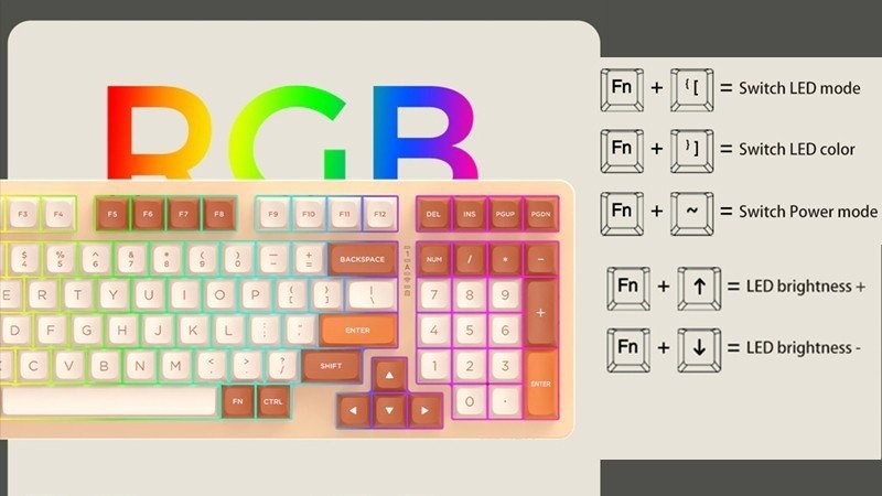 B&agrave;n ph&iacute;m DareU t&iacute;ch hợp đ&egrave;n LED RGB với hơn 16,8 triệu m&agrave;u sắc