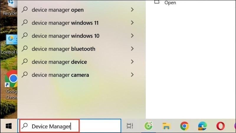 Chọn Start > Nhập Device Manager