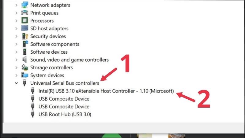 Chọn Universal Serial Bus Controllers 