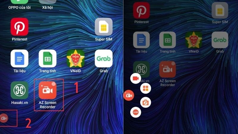 Nhấn v&agrave;o biểu tượng m&aacute;y quay để hiển thị c&aacute;c t&ugrave;y chọn