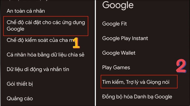 V&agrave;o phần c&agrave;i đặt của Google