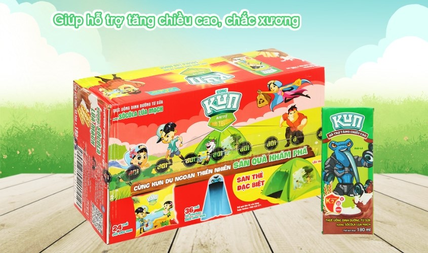 Thùng 48 hộp thức uống lúa mạch socola LiF Kun 180 ml (từ 2 tuổi)