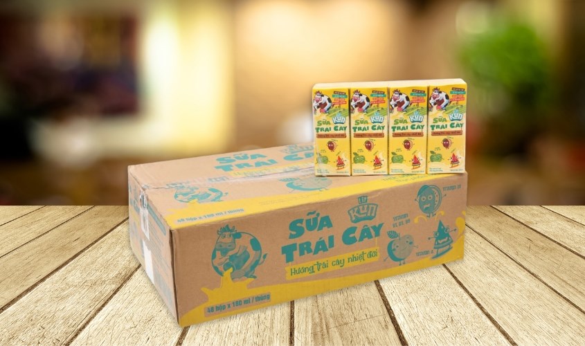 Thùng 48 hộp sữa trái cây LiF Kun hương trái cây nhiệt đới 180 ml (từ 2 tuổi)