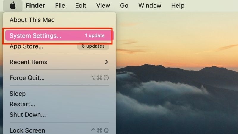 Truy cập System Settings để cập nhật hệ điều hành macOS