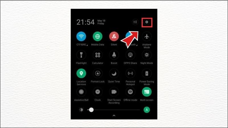 Nhấn v&agrave;o biểu tượng Settings 