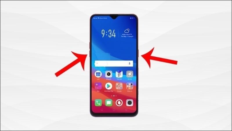  Nhấn đồng thời n&uacute;t nguồn v&agrave; n&uacute;t giảm &acirc;m lượng v&agrave; giữ trong 30s