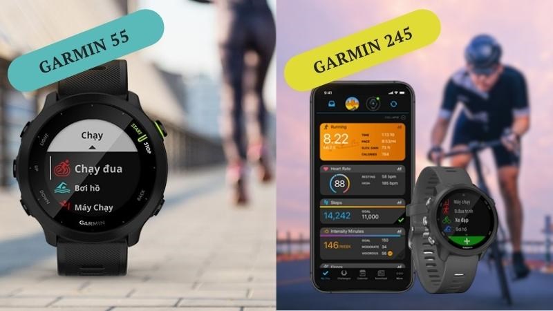 Cả Garmin 55 v&agrave; 245 đều c&oacute; t&iacute;nh năng Swim