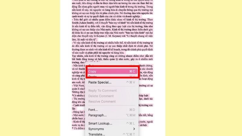 Bấm Command + C nhằm sao chép văn phiên bản mong muốn sao chép