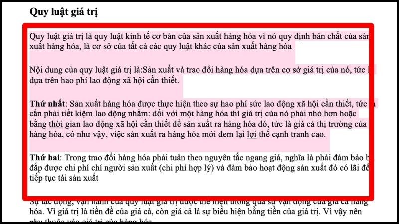 Quét chọn văn bản mà bạn cần sao chép