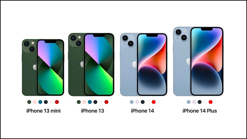 So sánh giữa kích thước iPhone 13 Series và iPhone 14 Series