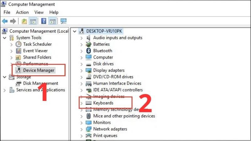 Chọn Device Manager > T&igrave;m Keyboard