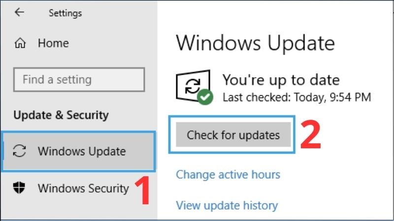 Chọn Windows Update > Chọn Check for update