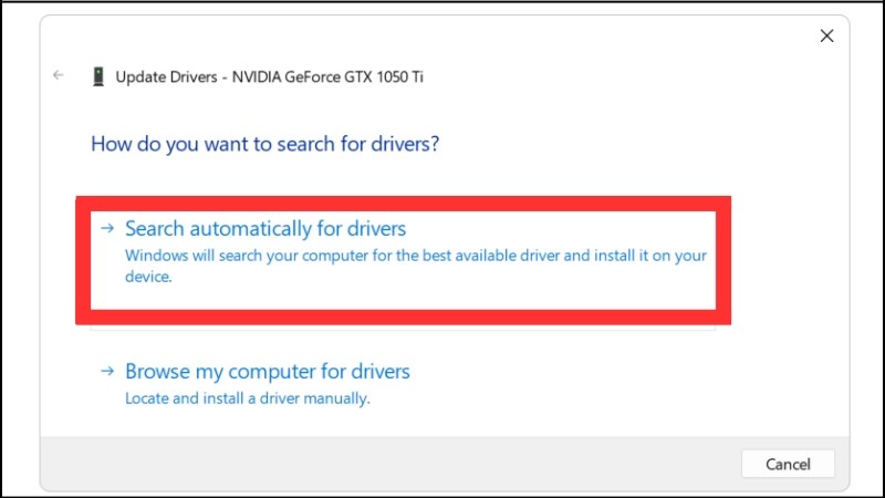 Nhấp vào dòng chữ Search automatically for drivers