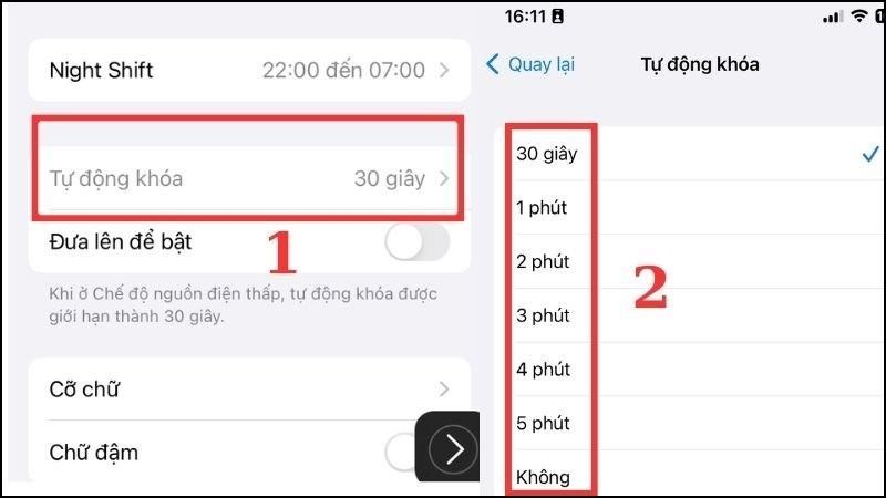Giảm thời gian tự động khóa màn hình Giảm thời gian tự động khóa màn hình