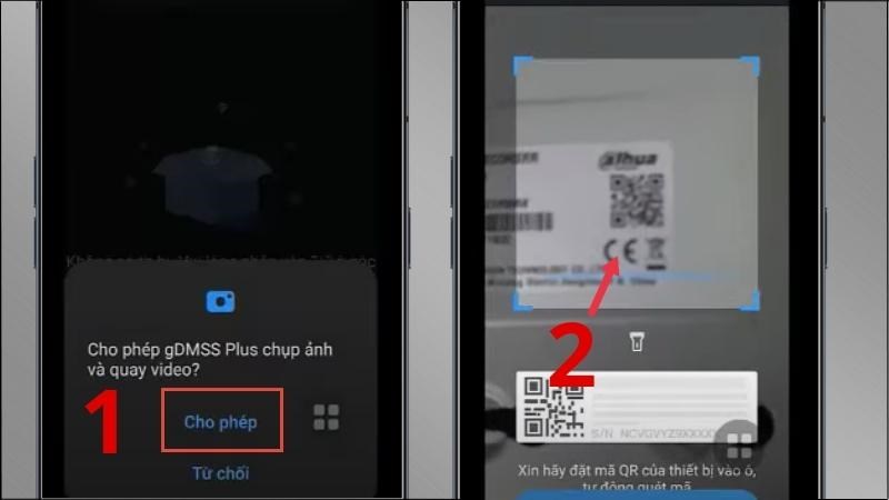 Chọn Cho ph&eacute;p > Qu&eacute;t m&atilde; QR của camera