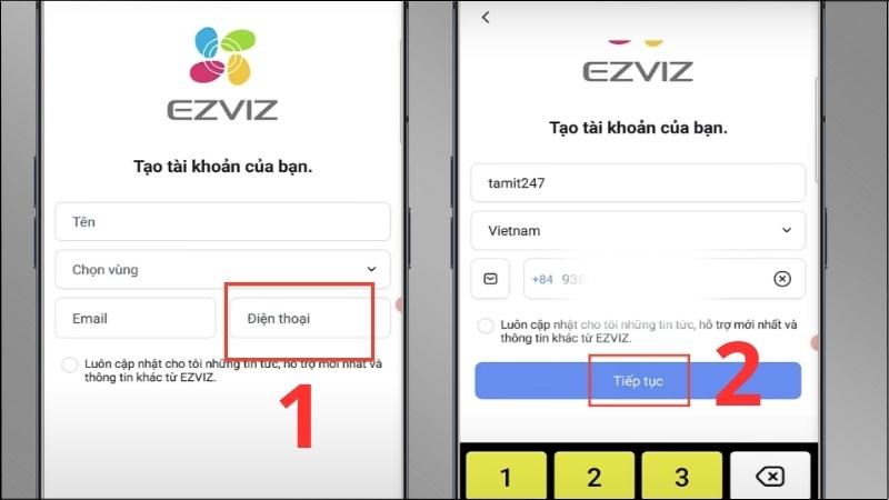Nhập th&ocirc;ng tin > Chọn Tiếp tục