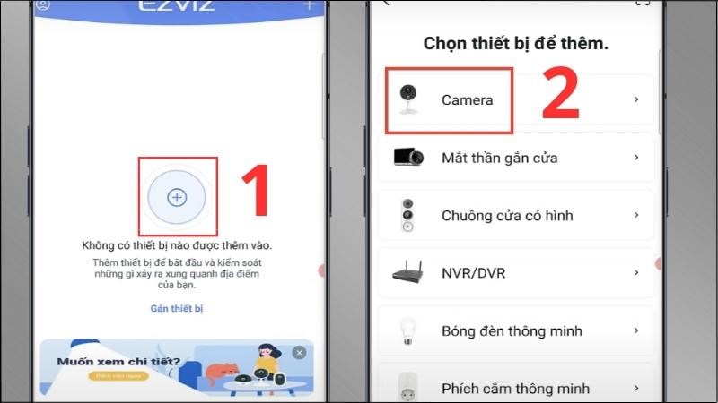 Chọn biểu tượng dấu cộng giữa m&agrave;n h&igrave;nh > Chọn Camera