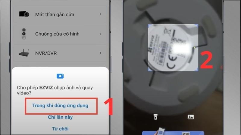 Chọn Trong khi d&ugrave;ng ứng dụng > Qu&eacute;t m&atilde; QR