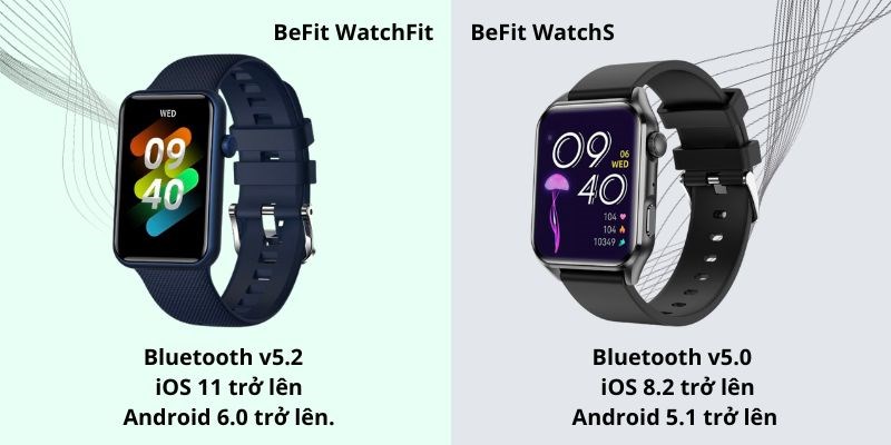 BeFit WatchS v&agrave; BeFit WatchFit c&oacute; sự kh&aacute;c biệt về kết nối Bluetooth