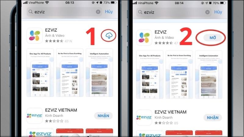 Tải ứng dụng Ezviz tại App Store > Mở ứng dụng