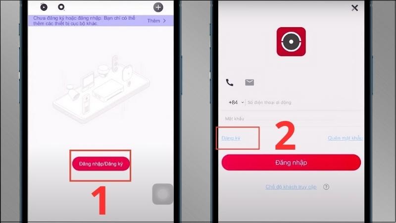 Chọn Đăng nhập/Đăng ký > Chọn Đăng ký