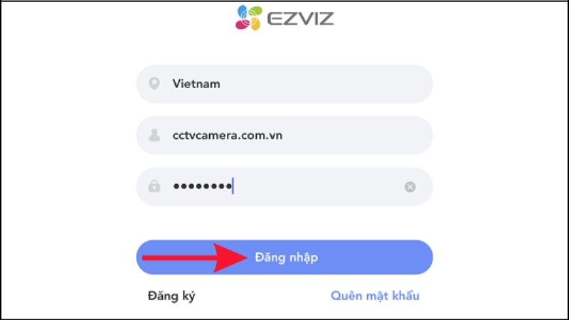  Truy c&acirc;̣p vào app Ezviz > Đăng nhập v&agrave;o t&agrave;i khoản Ezviz m&agrave; bạn cần đổi mật khẩu