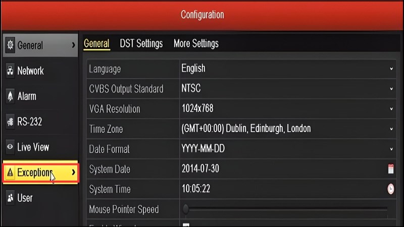 z Chọn vào mục Exceptions sẽ xuất hiện các lựa chọn