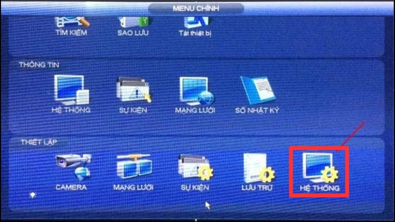 z Chọn vào mục Hệ thống
