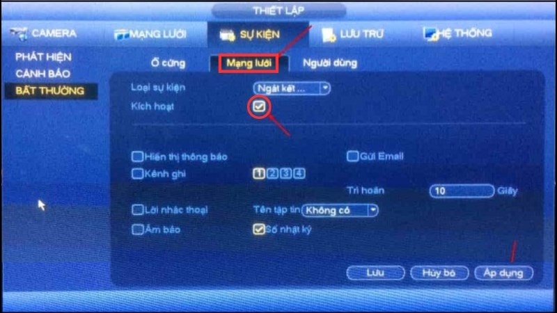 z Ở các mục Mạng lưới, các bạn thực hiện tương tự