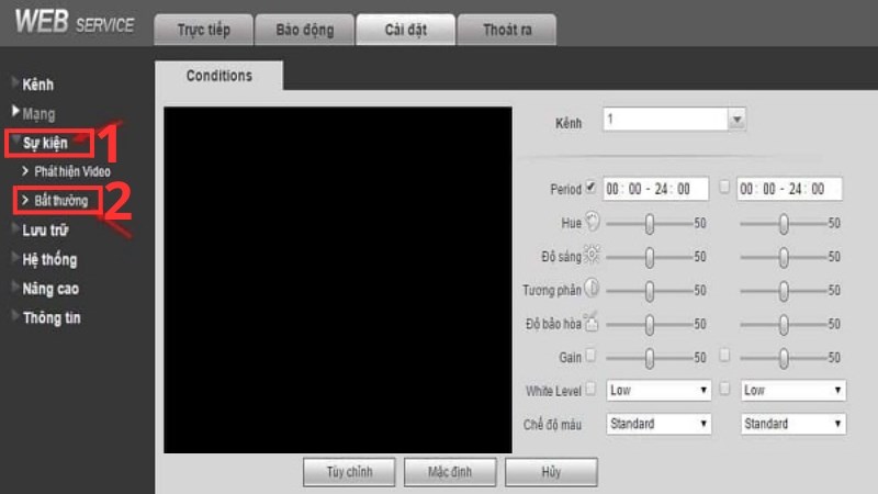 z Chọn Sự kiện > Nhấn vào tùy chọn Bất thường