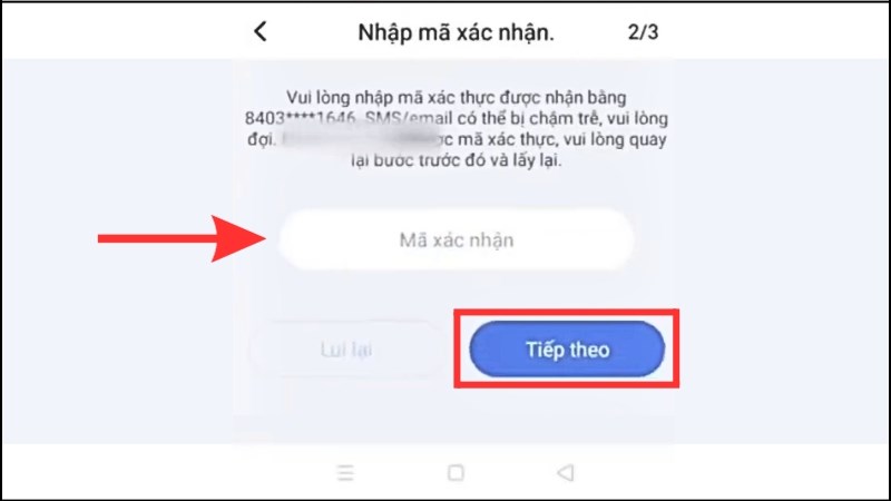 Nhập mã xác thực 