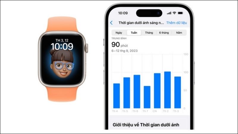 watchOS 10 cung cấp thời gian người d&ugrave;ng đ&atilde; ở ngo&agrave;i trời th&ocirc;ng qua cảm biến &aacute;nh s&aacute;ng