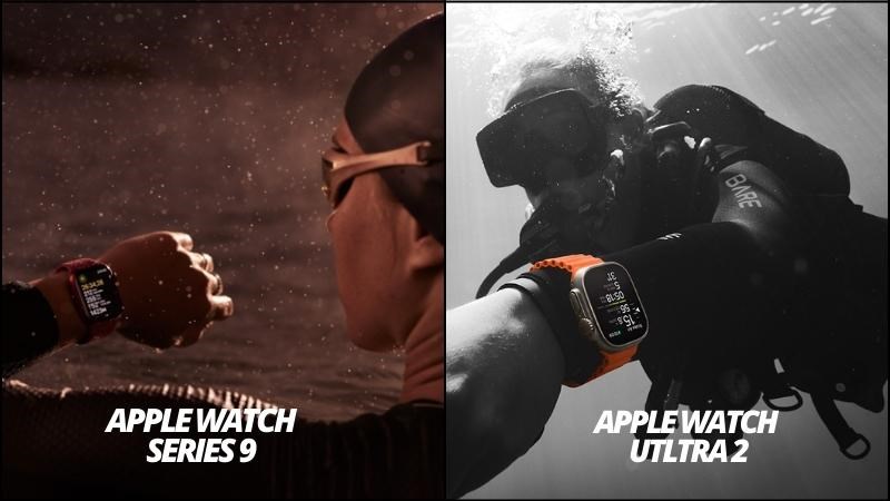 Apple Watch Series 9 c&oacute; khả năng chống nước ở độ s&acirc;u 50m, với Ultra 2 l&agrave; 100m