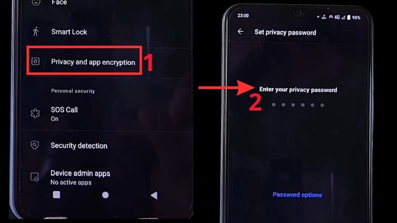 Chọn Riêng tư và Mã hóa ứng dụng (Privacy & app encryption)