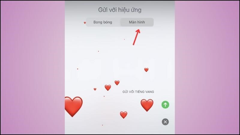 Chọn Screen (M&agrave;n h&igrave;nh) v&agrave; lướt sang phải để thay đổi c&aacute;c hiệu ứng