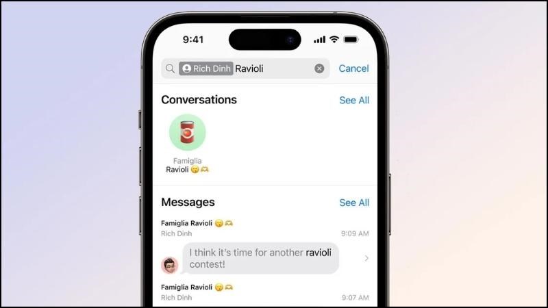 Giờ đ&acirc;y bạn dễ d&agrave;ng t&igrave;m kiếm tin nhắn nhanh ch&oacute;ng hơn với iOS 17
