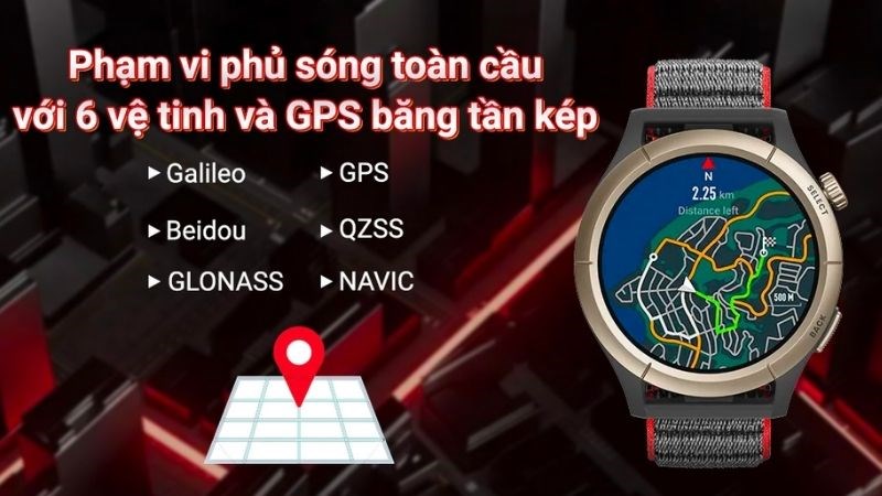 C&aacute;c thiết bị đeo của Amazfit c&oacute; thể thu được t&iacute;n hiệu của 6 cảm biến vệ tinh to&agrave;n cầu