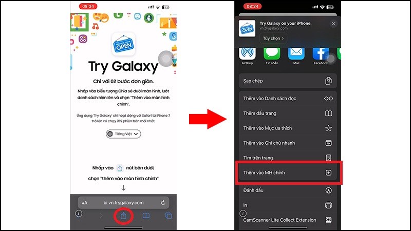 Th&ecirc;m Try Galaxy v&agrave;o m&agrave;n h&igrave;nh điện thoại