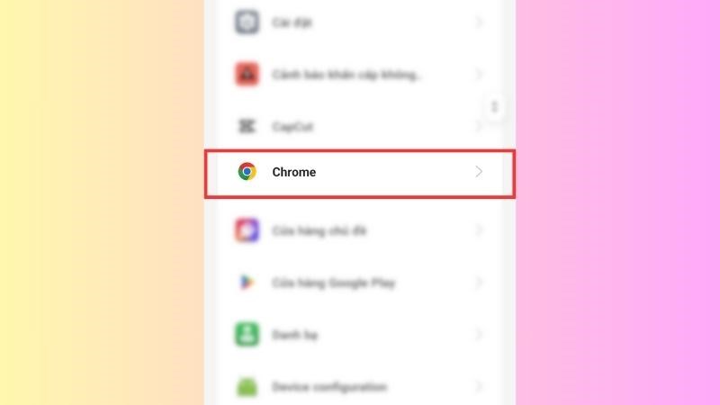 T&igrave;m v&agrave; chọn ứng dụng Chrome