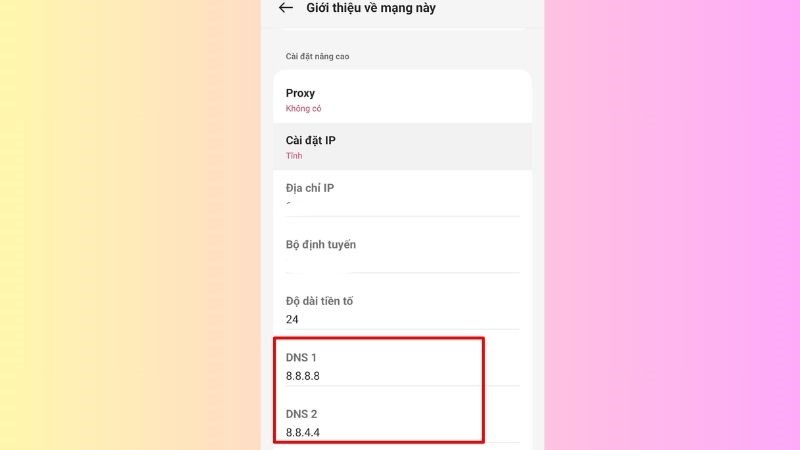 Đặt lại địa chỉ IP cho DNS1 v&agrave; DNS2