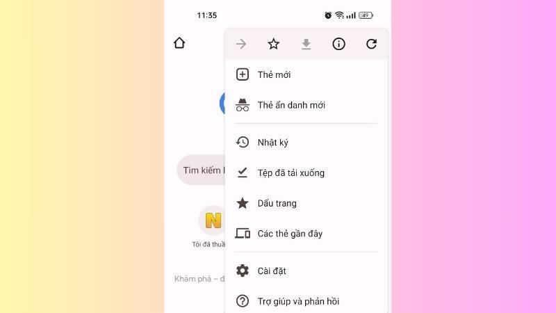 Nhấn chọn C&agrave;i đặt