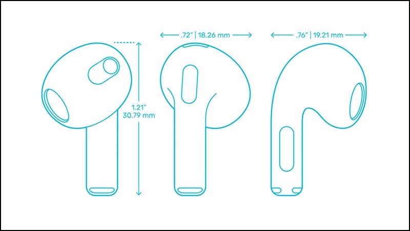Kích thước AirPods 3 được tối giản, gọn nhẹ hơn so với AirPods 2 Kích thước AirPods 3 được tối giản, gọn nhẹ hơn so với AirPods 2
